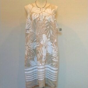 Tommy Bahama Beige and White Asymmetrical Dress